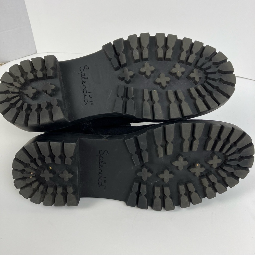 Splendid Alexxi Suede Moto Style Lug Sole Boots Black Zip Closure Sz 8.5 - Picture 14 of 16